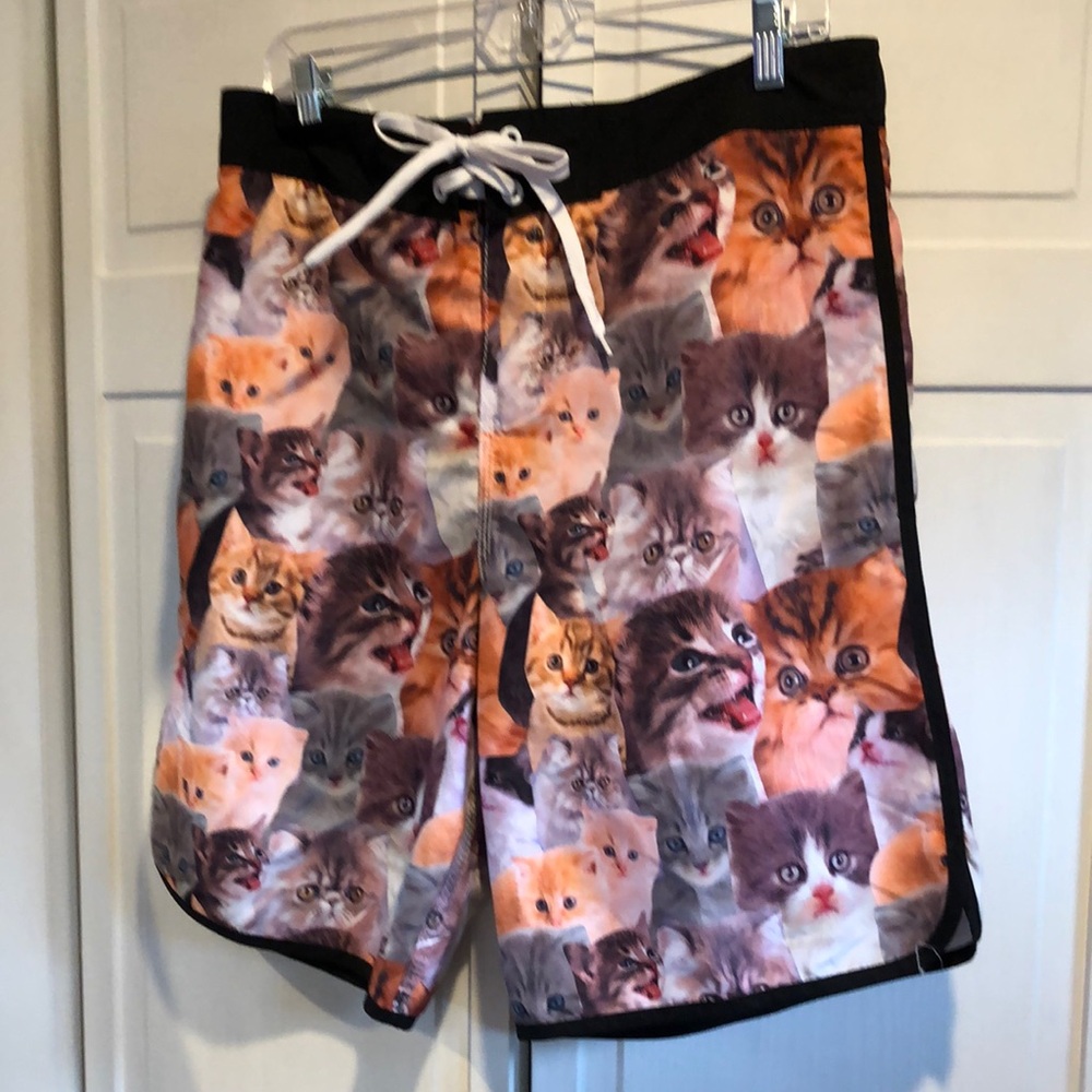 Cat Print Swim  Trunks by Bioworld NWOT